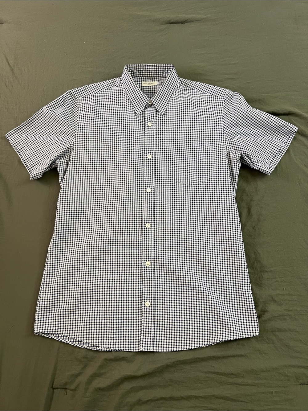 Dries Van Noten Gingham Short Sleeve Button Up Shirt Size 48 Cotton